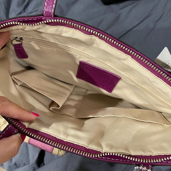 NWT Coach Monogram Handbag and IPad Case Purple/Tan/Brown - Picture 6 of 15